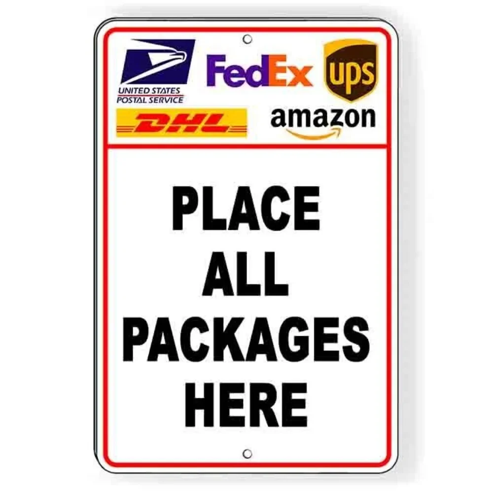 Drop Zone USPS Delivery Sign - Place Packages Here, Strict Compliance, Rustproof Metal