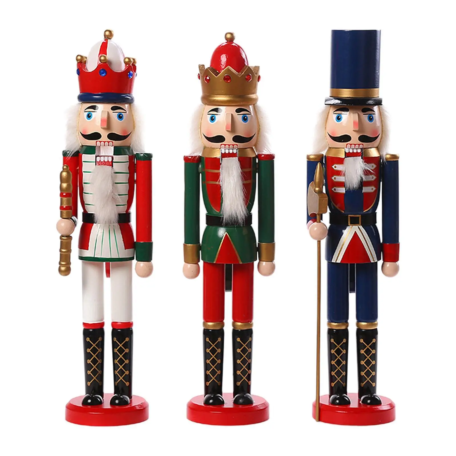 3x Christmas Nutcracker Figurine Seasonal Decor for Parties Shelf Kids Gifts