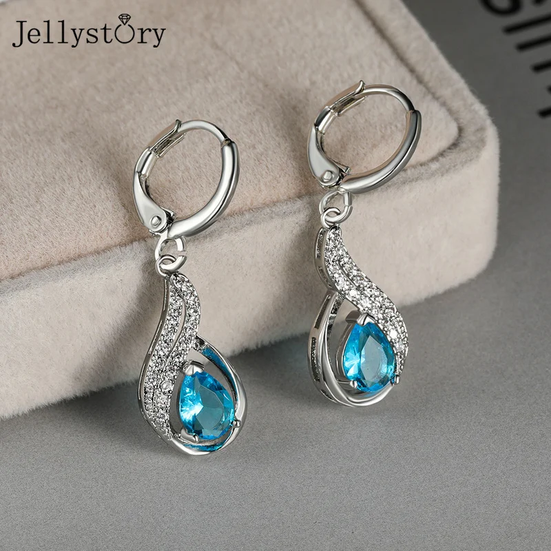 

Jellystory Zircon Diamond Opal Drop Earrings For Women 925 Sterling Silver Water Drop Gemstone Wedding Anniversary Jewelry Gifts