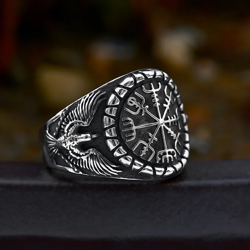 Beier 316L Stainless steel nose viking Talisman pattern men ring Odin Amulet Vegvisir scandinavian fashion jewelry BR8-1249