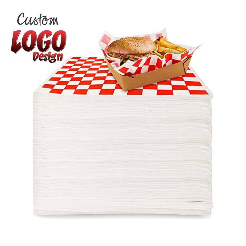 Wholesale Customized Printed Logo and Size Food Safe Grade burger paper Greaseproof Meat Wrapping Wax Coated Paper