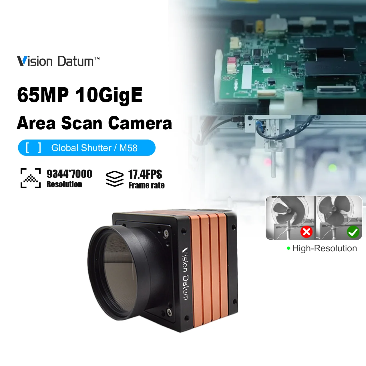 Vision Datum High Resolution 65MP GMAX3265 10 GigE Global Shutter Large Format Industrial Inspection Camera laboratory Camera