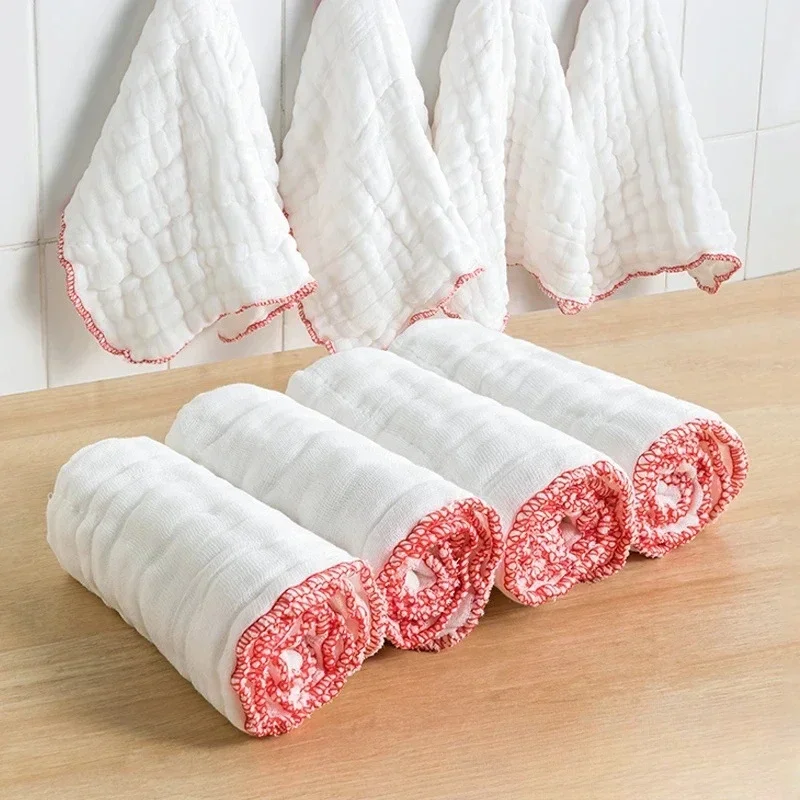 1/5/10pcs Cotton Gauze Dishwashing Cloth Thickened Non-oil Easy To Clean Dishwashing Towel Non-hair Absorbent Rag Cleaning Cloth