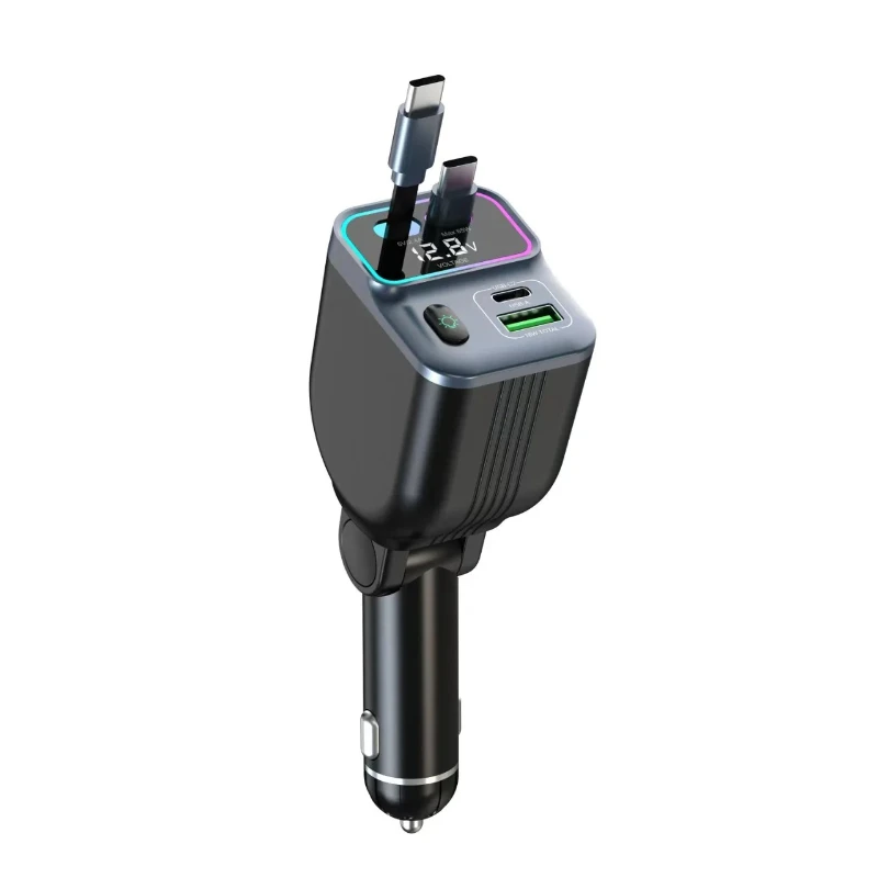 

Telescopic Car Charger 5-in-1 Express Car Phone Charger Pd 65w 2 Telescopic Cable and Usb Car Charger with Telescopic Cable