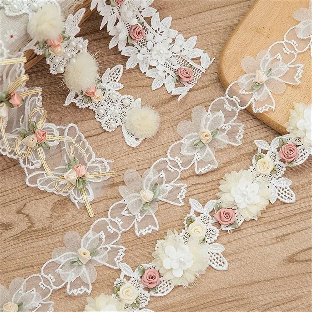 Dentelle brodée 3D motif floral, garniture décorative, accessoires de couture, applique, broderie, garniture en dentelle