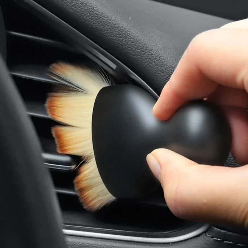 4pcs Car Interior Cleaning Brushes Soft Bristle Scratch-Free Auto Duster Tool Black Handle for Dashboard Vent Seat Detailing