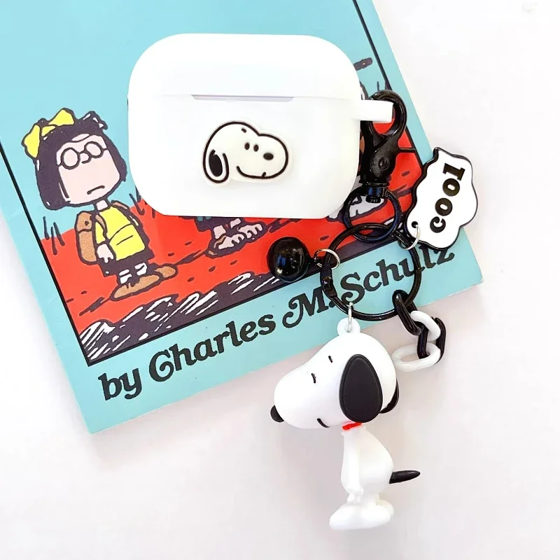 Cute Snoopy Earphone Case Cover for Airpods 4 Pro 2 3 Silicone Wireless Earbuds Charging Box Protective Shell With Keychain