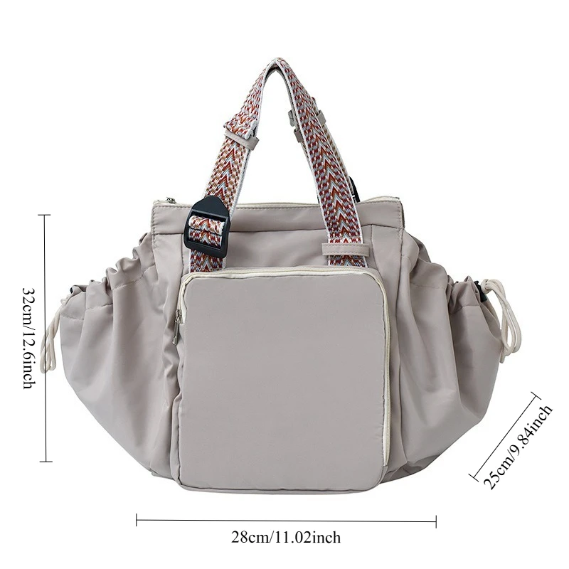Nylon Shoulder Bag Solid Color Bag Body Fashionable Versatile Portable Mommy Bag Large Capacity Travel Tote Bag image 2