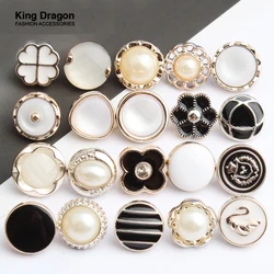 New Arrival Rhinestone Pearl Plastic Buttons For Shirt Clothes Coat Cardigan Sweater 10PCS/Lot 10MM/11MM KD912