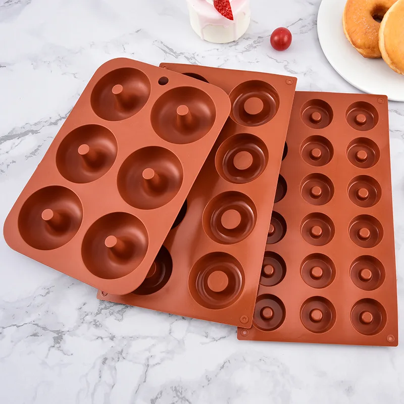 Silicone 6/8/18 Cavity Donut Cake Mold Chocolate Baking Cookie Biscuit Mold High Temperature Resistant Baking Tray Kitchen