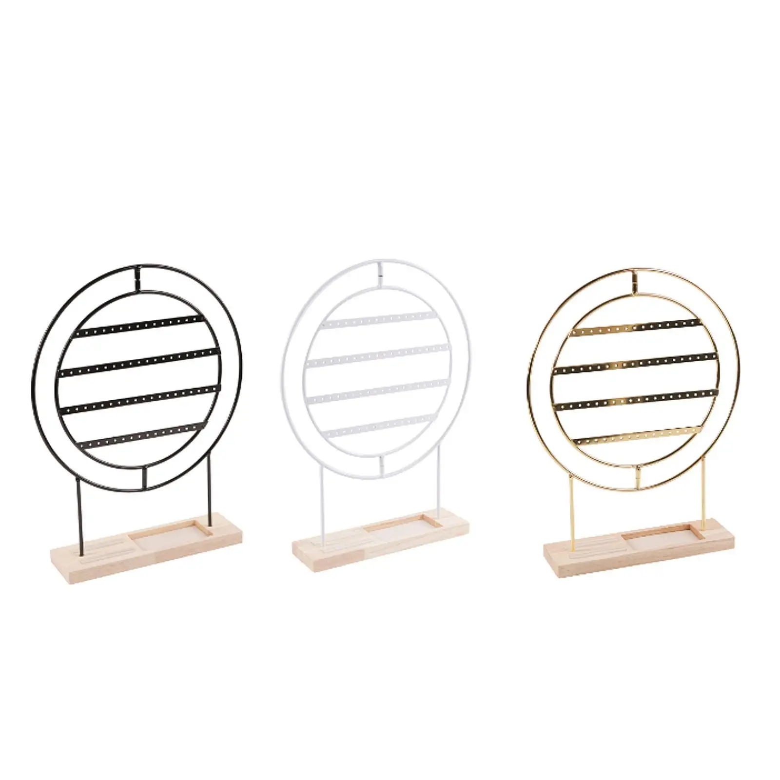 Earrings Organizer Jewelry Organizer 4 Layers Wood Metal Rustic Large Decorative Earring Holder Jewelry Rack for Home Desktop