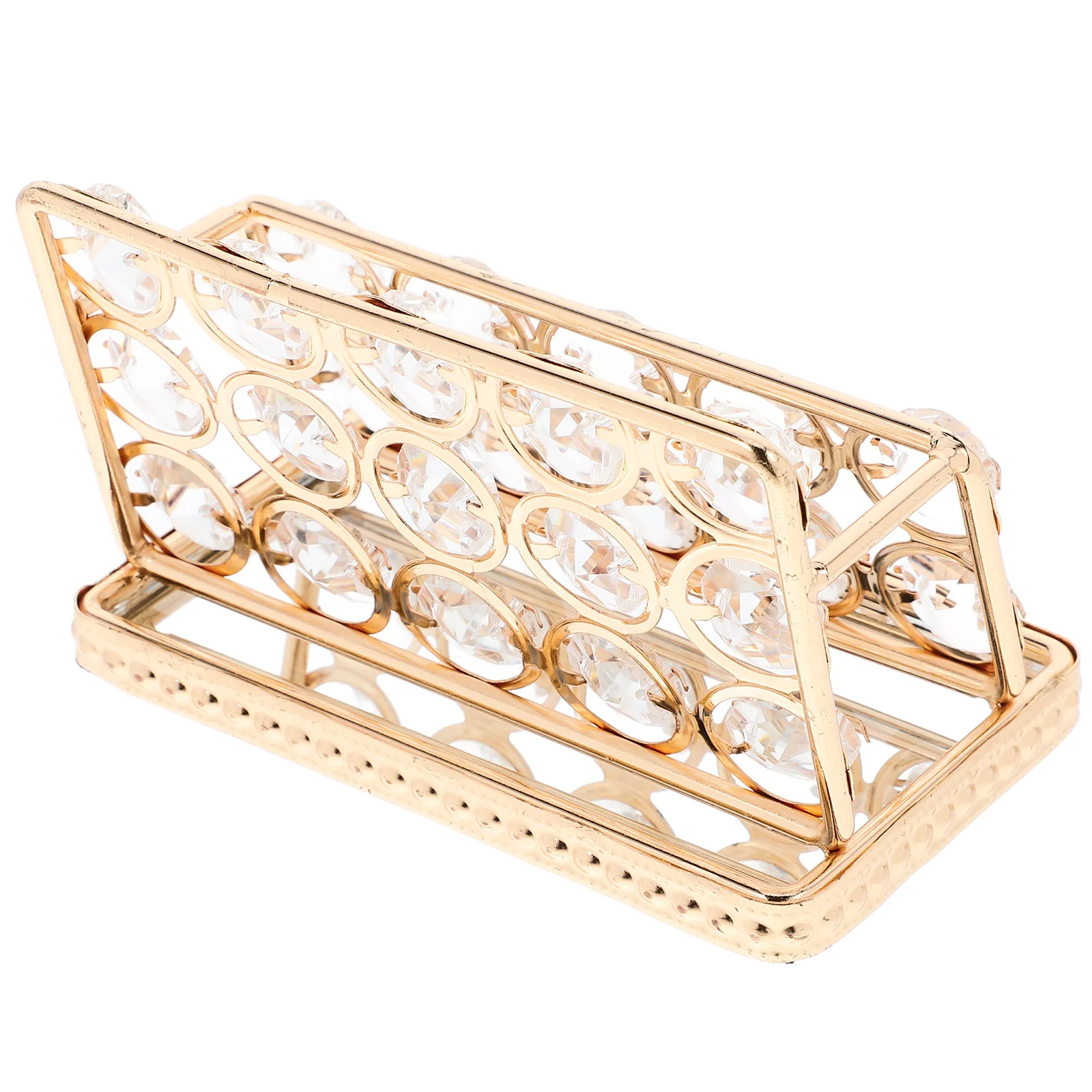 

Golden Base Business Card Holder Desk Organizer Storage Office Decor Vertical Display European Style