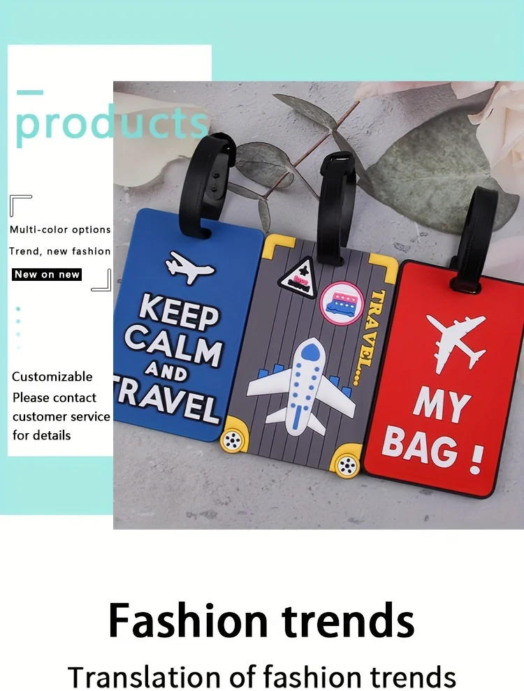 3pcs Pvc Soft Luggage Tags Id Name Address Holder Multifunctional Travel Identification Label Trolley Suitcase Outdoor Accessory