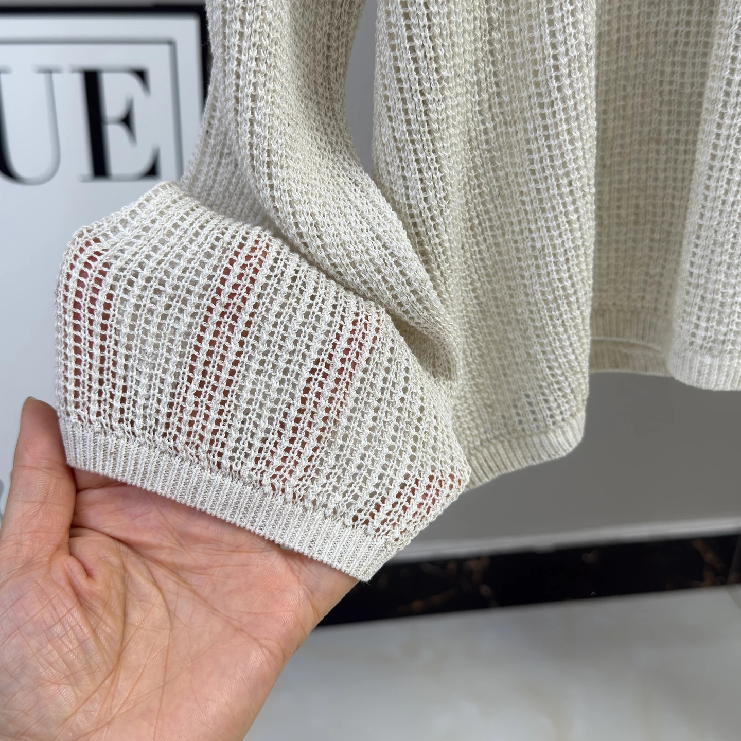 غطاء محبوك طويل كبير الحجم من الكتان للنساء للربيع والصيف كسول للحماية من الشمس irt قابل للتنفس مجوف #3