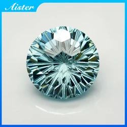 Nieuwe Aquamarijn 5.0-12.0mm Ronde Pyrotechnische Geslepen Kubieke Zirkonia Stenen Losse Edelstenen voor het Maken van Sieraden