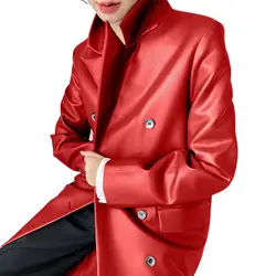 Sheepskin Coat for Women, New England Style, Leather Jacket, Loose Long Overcoat, Female Clothing, Winter Fashion, High Quality,