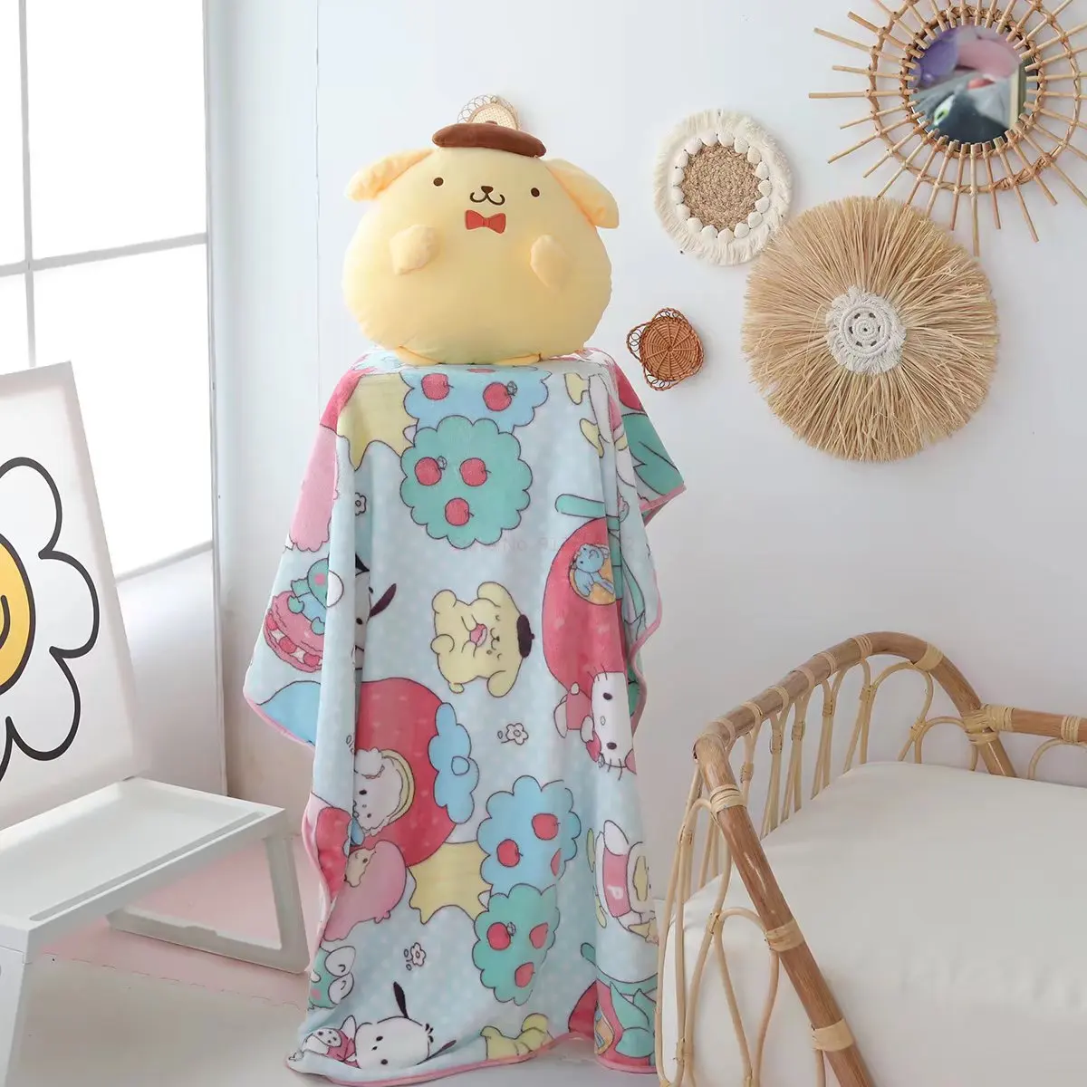 Sanrio Pom Purin dolması peluş oyuncaklar bebekler yumuşak yastık karikatür Kawaii Pom Purin peluş oyuncak bebekler odası dekorasyon çocuk hediye