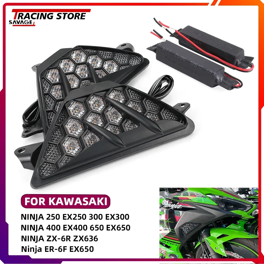 

ZX6R For Kawasaki Ninja EX250 EX300 EX400 EX650 ZX-6R ZX636 ER-6F EX650 Motorcycle LED Turn Signal Light LED Flasher Indicator