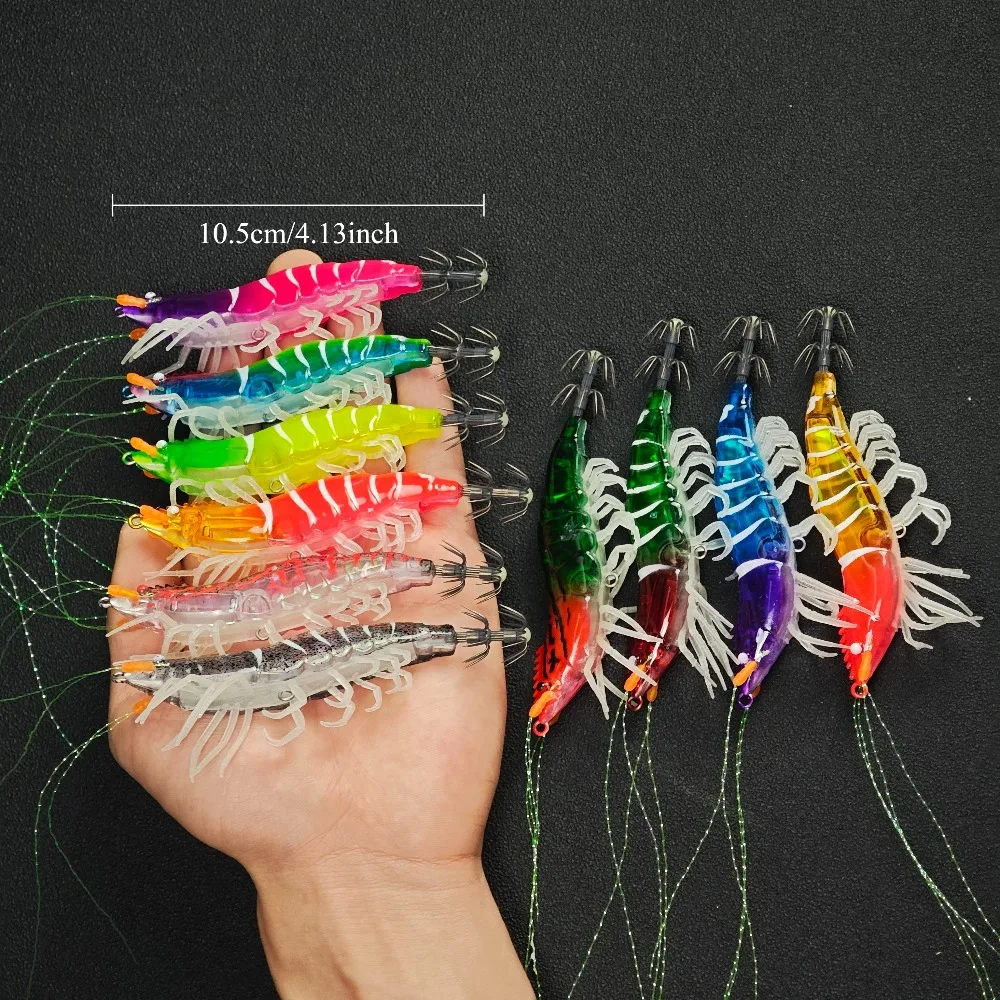 alibaba fishing lures Ackibbik 5pcs/set 10.5cm Glow Shrimp Prawn Lure Saltwater Shrimp Fishing  Lure Sea Fishing Cuttlefish Fishing Accessories Octopus