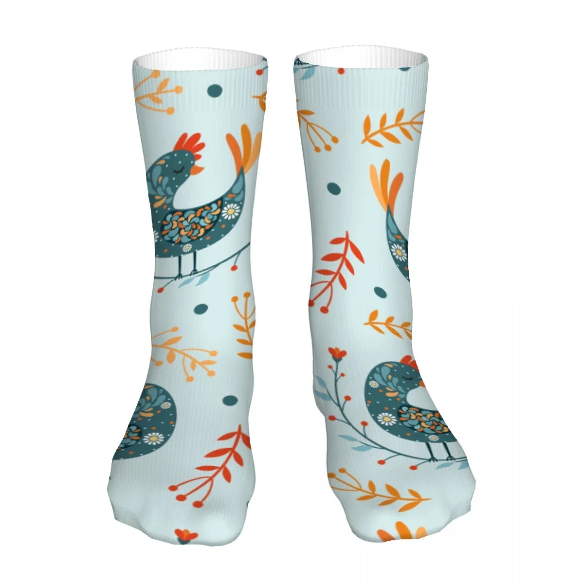 Chickens Rooster Pattern Mens Womens Funny Crew Socks Cool 3D Printed Design Socks Fashion Comfortable Basketball Socks