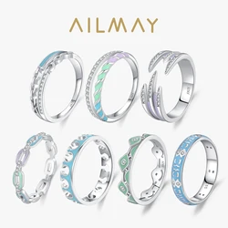 Ailmay 925 Sterling Silver Colored Dopamine Style Enamel Ring for Women Valentine's Day Gift Romantic Fine Jewelry