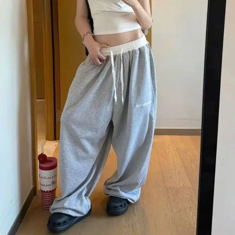 Trendy Wide Leg Drawstring Casual Dance Pants Female Emo Tra Hip Hop Fashion Grunge Gothic Streetwear Trousers Women 2000s Pants