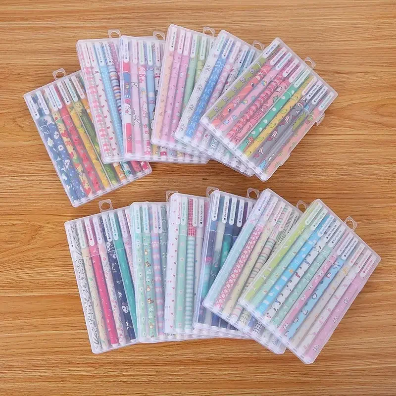 1 Set /10Pieces Colorful Colored Gel Pen Animal Starry Star Text Marker Floral Stationery Office School Supplies Gift with Box