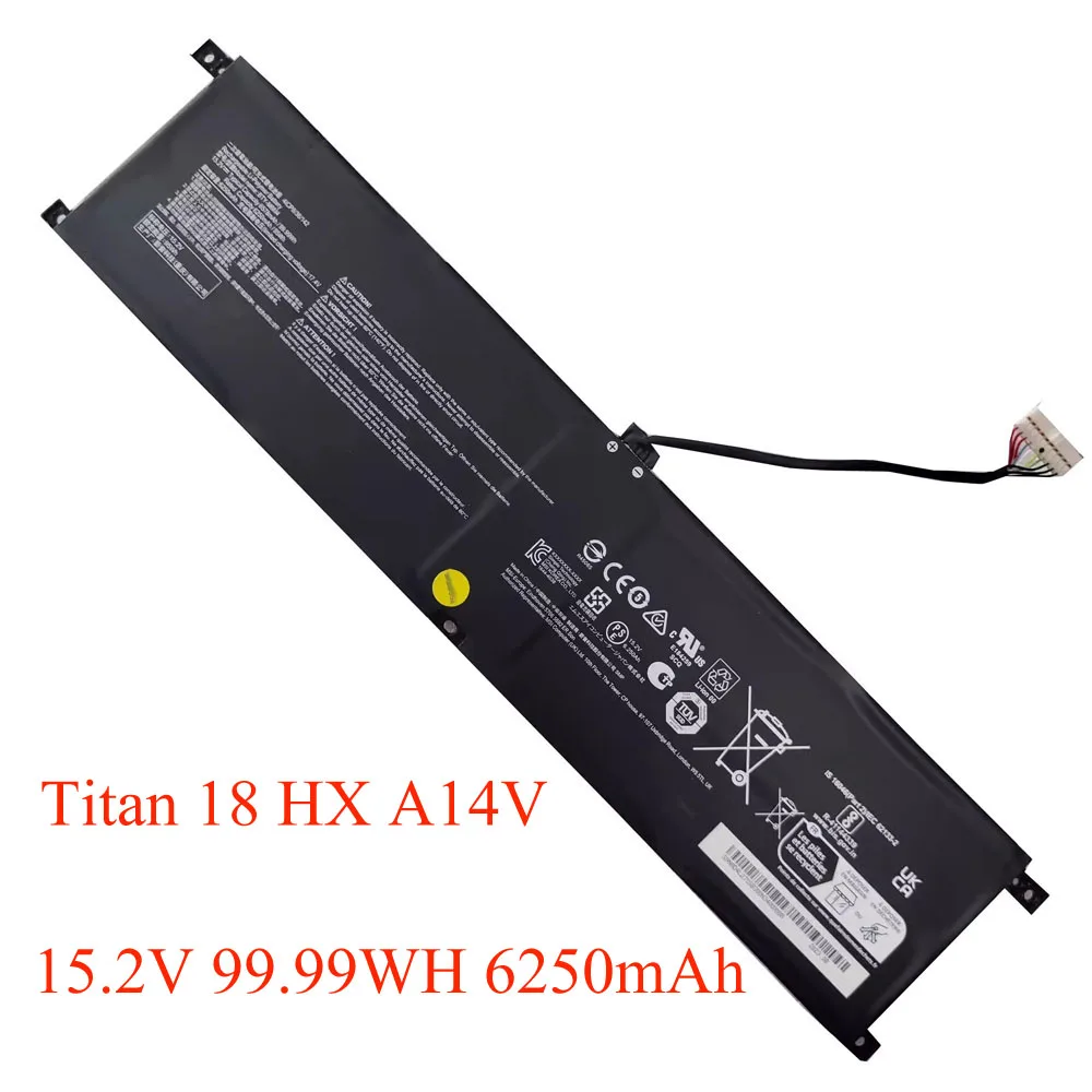 

Аккумулятор для ноутбука MSI Titan 18 HX A14V A14VIG A14VIG-036US 088US 403TH A14VHG 15,2 V 99.99WH 6250 мАч, черный, новинка