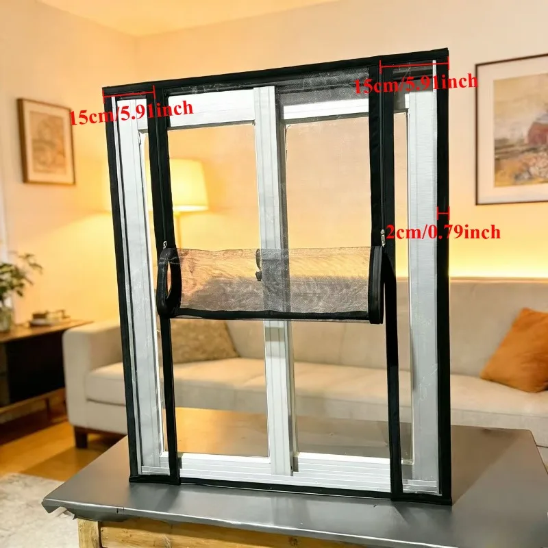 Durable Zipper Window Screen Mesh Anti-Mosquito Insect Bug Proof Self-Adhesive Easy Install Window Net for Home Office