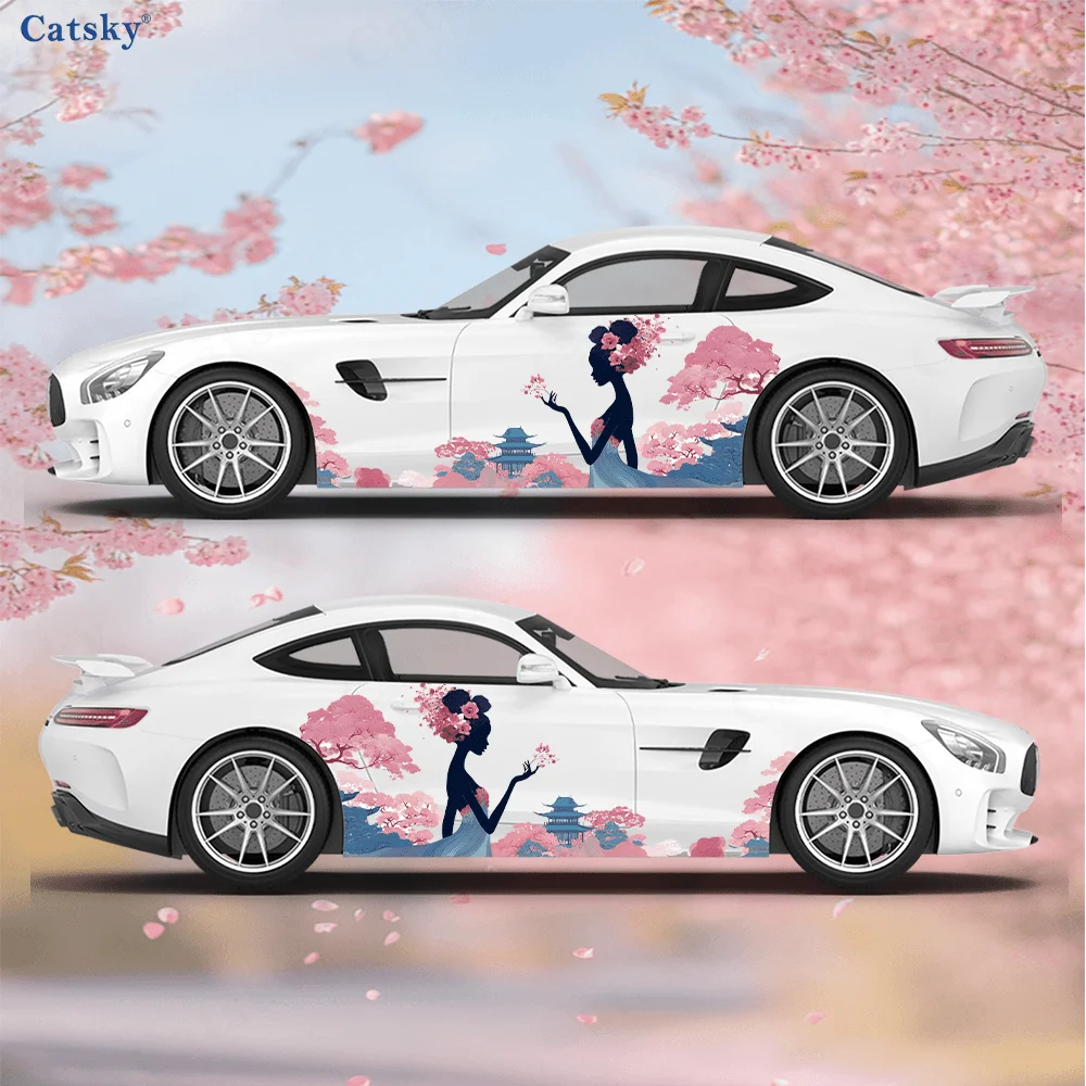 Classical beauty scenic Car Side Car Wraps, Self-Adhesive PVC Waterproof & Scratch-Resistant Stickers, Car Accessory Gift