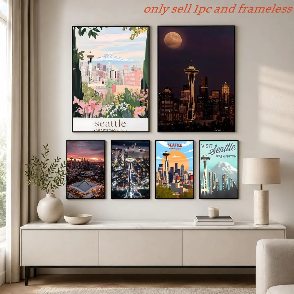 Poster Prints Cover Painting Wall Art Picture Living Room Home Decor Seattle A beautiful coastal city