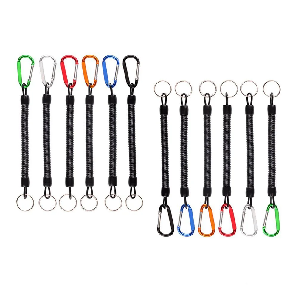 1pcs—6Pcs Fishing Lanyard  Boating Fishing Rope Retractable Coiled Tether with Carabiner for Pliers Grips Fishing Accessories