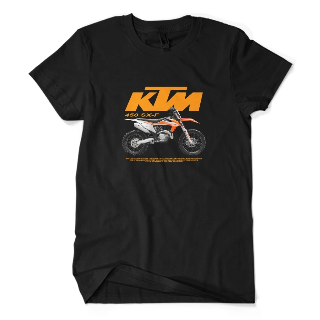

Men's 100% Cotton KTM 450 SX-F Dirt Bike Print T-Shirt Summer Casual Daily Wear Motocross Rider Graphic Tee