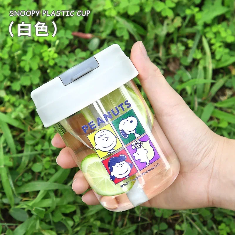 

Snoopy Plastic Mini Double Drinking Cup Summer Girls High-Looking Water Cups Straw Cups Children's Handy Cup Birthday Gift