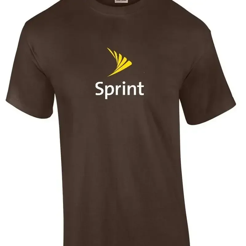 Sprint White Yellow LOGO T shirt Funny GEEK Cellular Phone Chocolate Brown