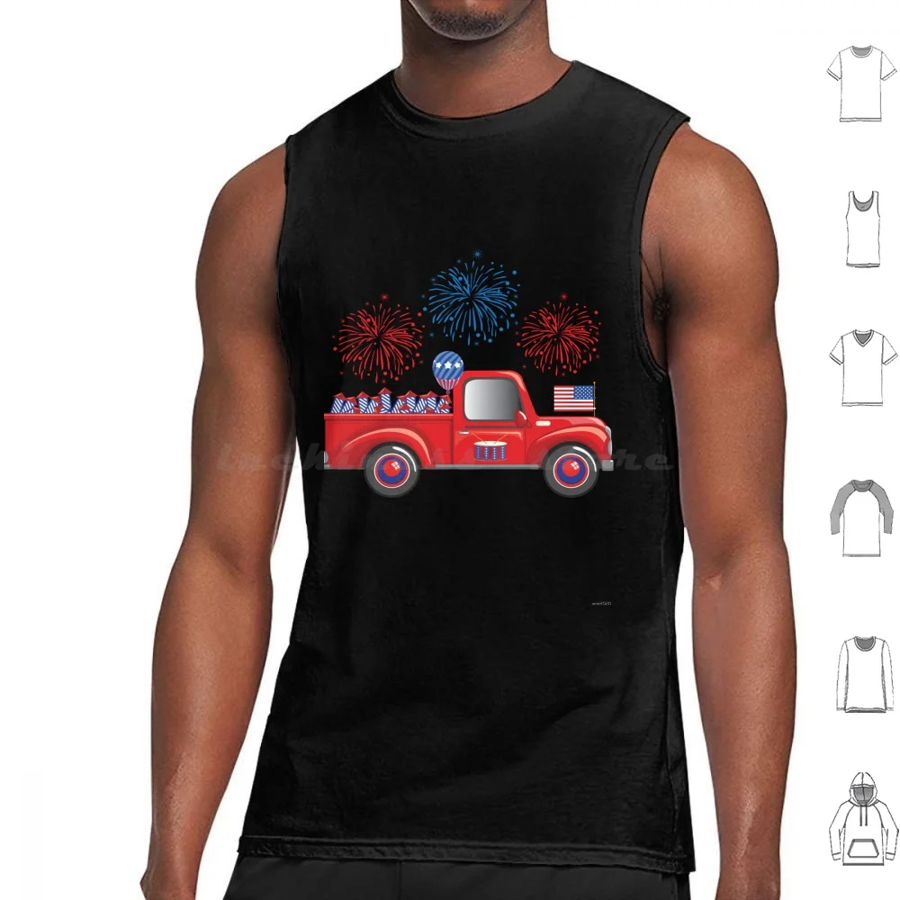 4th Of July Rockets Red Glare Day Parade Tank Tops Print Cotton July 4th Day American Red Flag Patriotic Usa Women Rockets