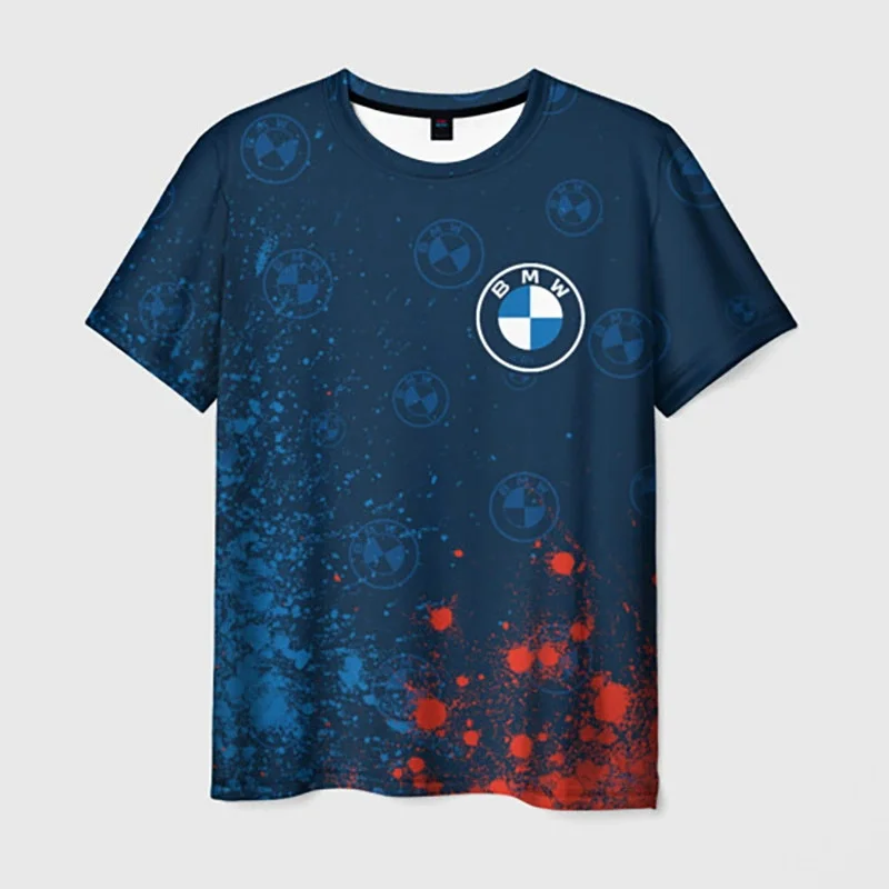 

Новая модная спортивная рубашка BMW с 3D принтом логотипа для гонок на мотоциклах, летняя удобная футболка с короткими рукавами и круглым вырезом