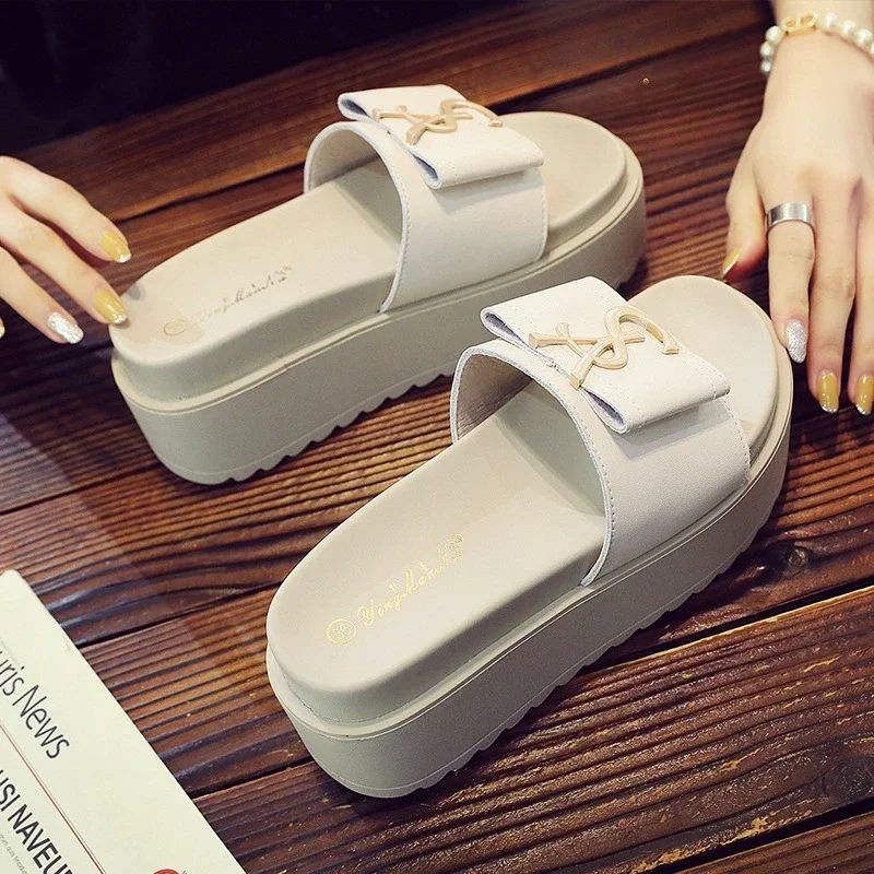 Summer New Platform Women Slippers Design Slides Fashion Letters Open Toes Ladies Shoes Casual Slipper Indoor Non-slip Slippers