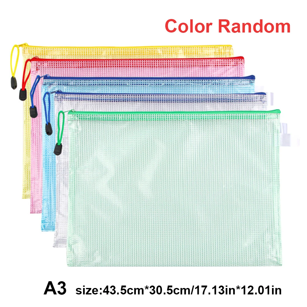 5 pcs Mesh Zipper Bag Waterproof Cross Stitch Mesh Zipper Pouch Zipper Mesh Document Pouch for School Office Supplies