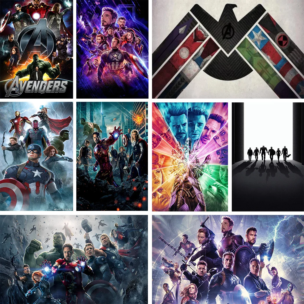 

Marvel Avengers Movie Wall Art Poster Superhero Iron Man And Captain America Home Decor Bedroom and Living Room Canvas Painting