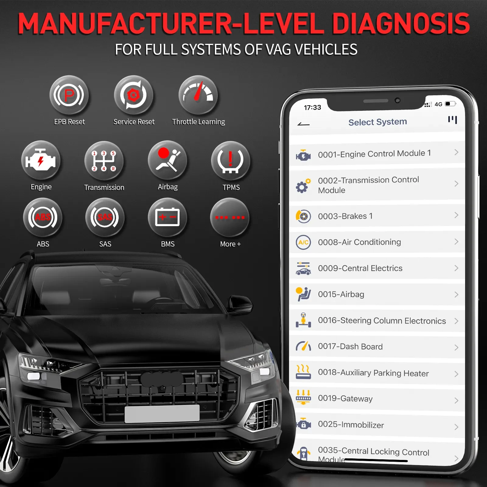 ANCEL BD500 OBD2 Bluetooth Scanner IOS Android Car Scan Tool All System Code Reader Oil EPB BAT Reset OBD 2 Auto Diagnostic Tool