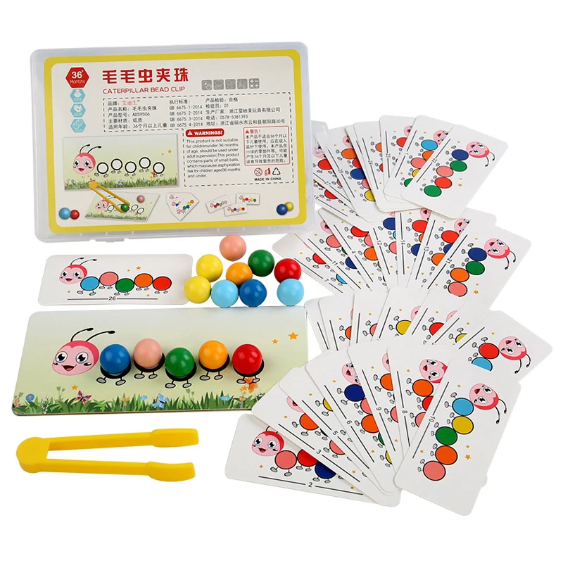 1 conjunto de classificação de cores montessori aprendizagem educacional adereços clipe contas brinquedos presentes habilidade motora fina brinquedo para crianças pré-escolares