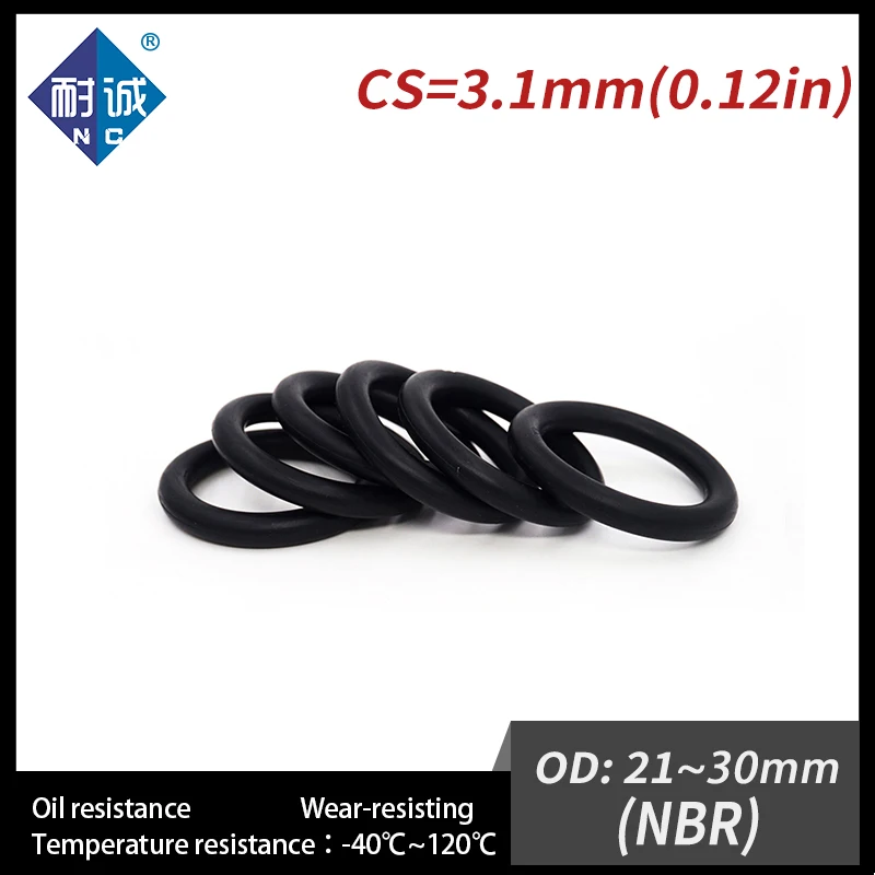 니트릴 고무 O링 개스킷 오일, 블랙 NBR 70A O링 두께, CS 3.1mm, OD 21mm, 22mm, 23mm, 24mm, 25mm, 26mm, 27mm, 28mm, 29/30x3.1mm, 로트 당 20 개 