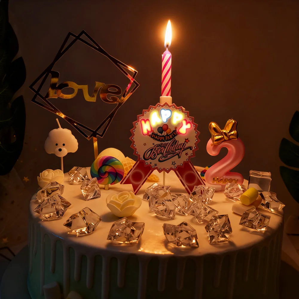 3-in-1 Musical Birthday Candle with LED Light & Real Voice Singing Cake Topper | Romantic Party Atmosphere Decor for Birthday