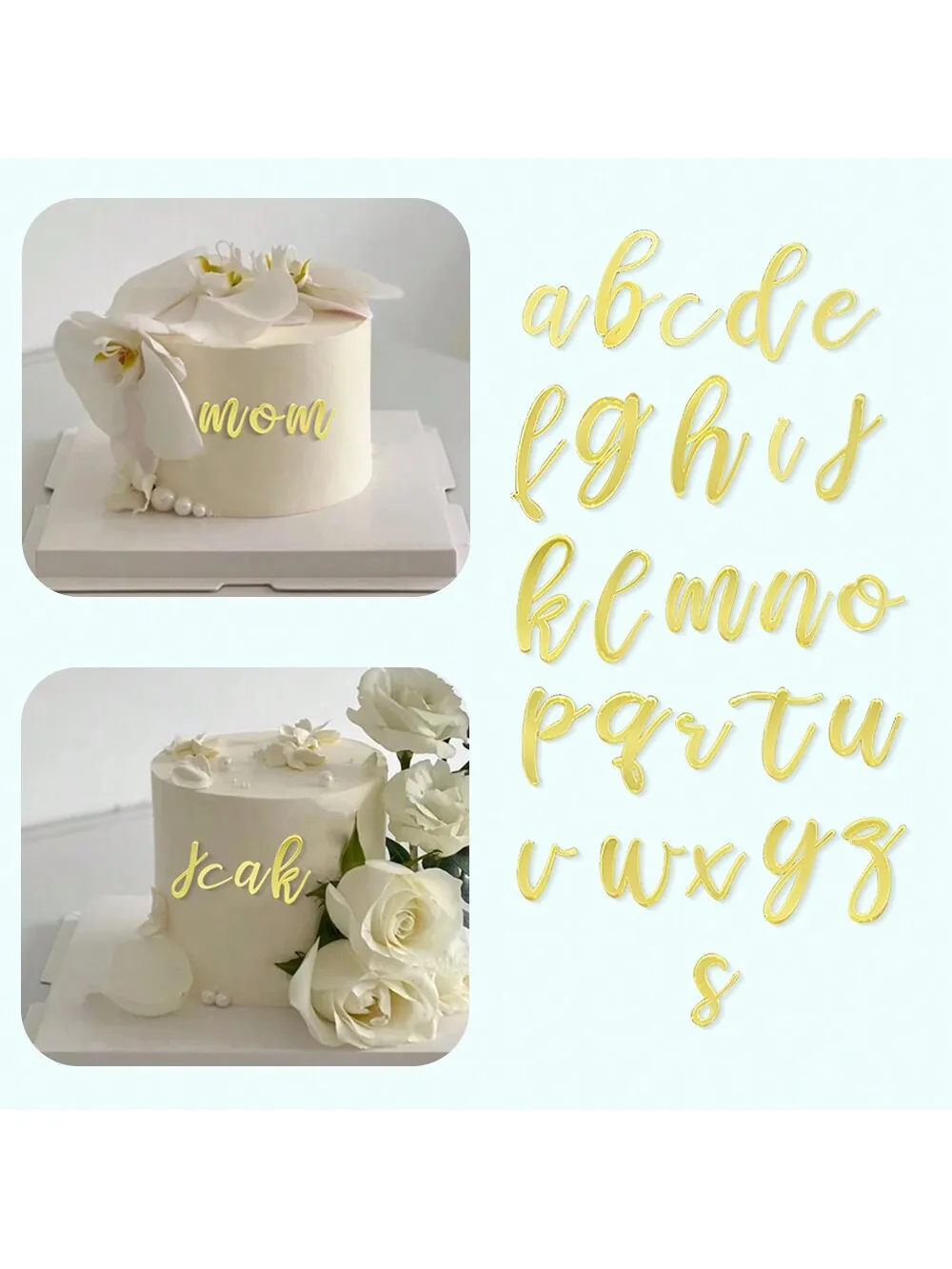 1set Goldene Spiegel Acryl A-Z Englisch Buchstaben Alphabet Kuchen Dekorieren für Geburtstag Party Hochzeit DIY Dekoration Kuchen Topper ﻿ – Detail 7