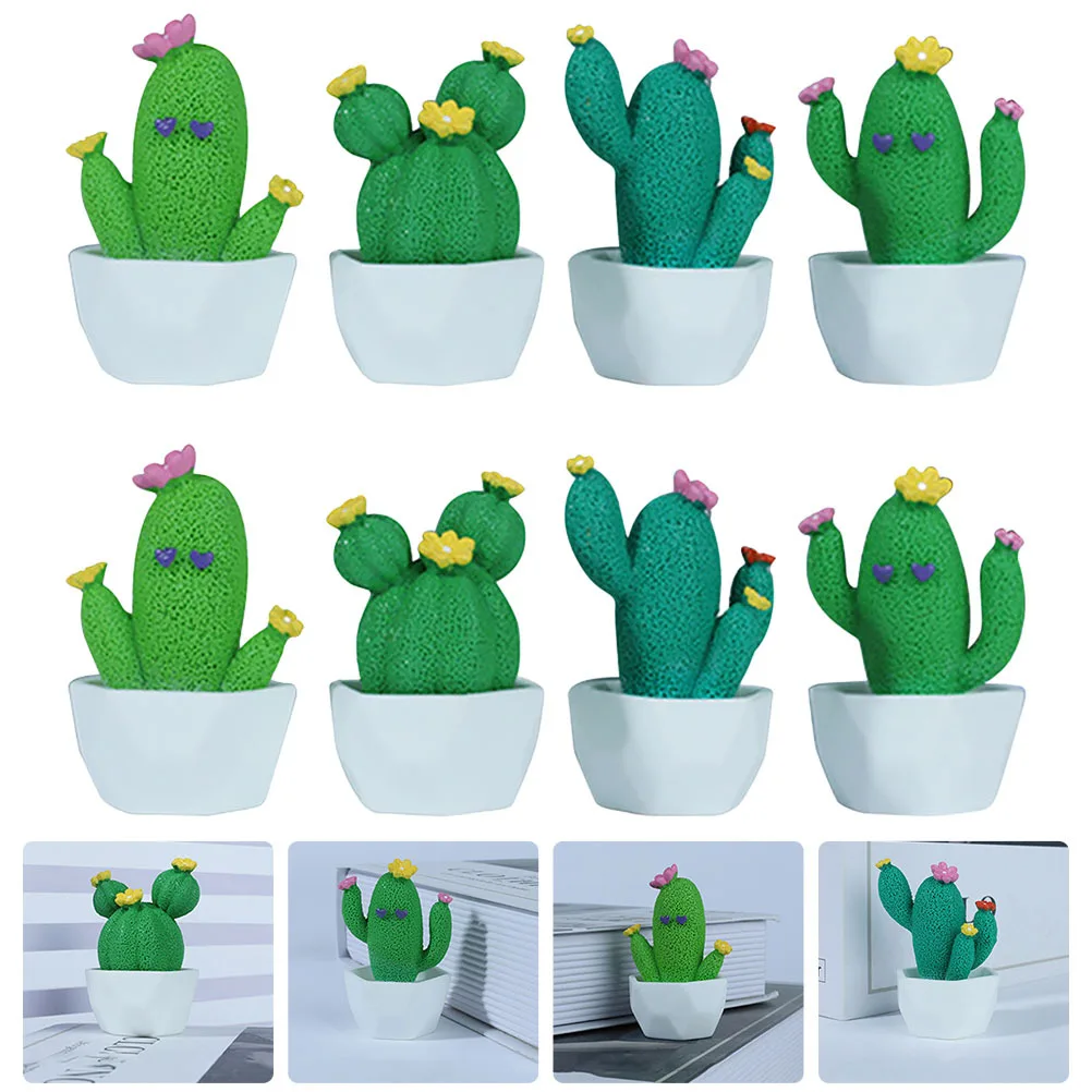 

8Pcs Miniature Cactus Decoration Lightweight Resin Craft Simulation Car Desktop Tabletop Home Garden Indoor Decor