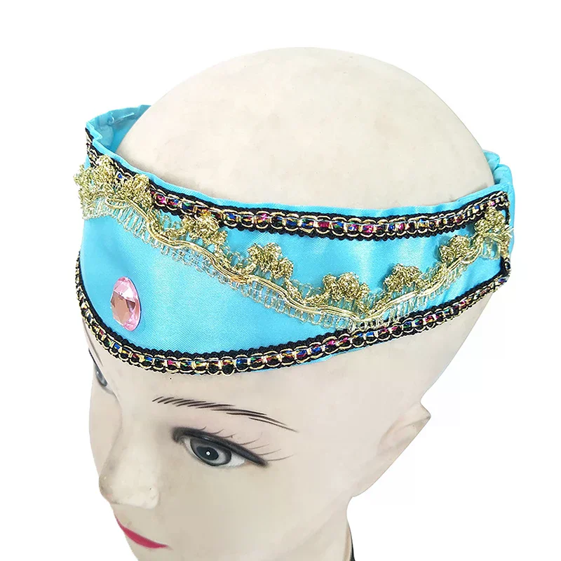Girls Jasmine Blue Headbands Large Crystal Children Headwear Arabian Princess Hair Bands For Cosplay Party Hair Accessories