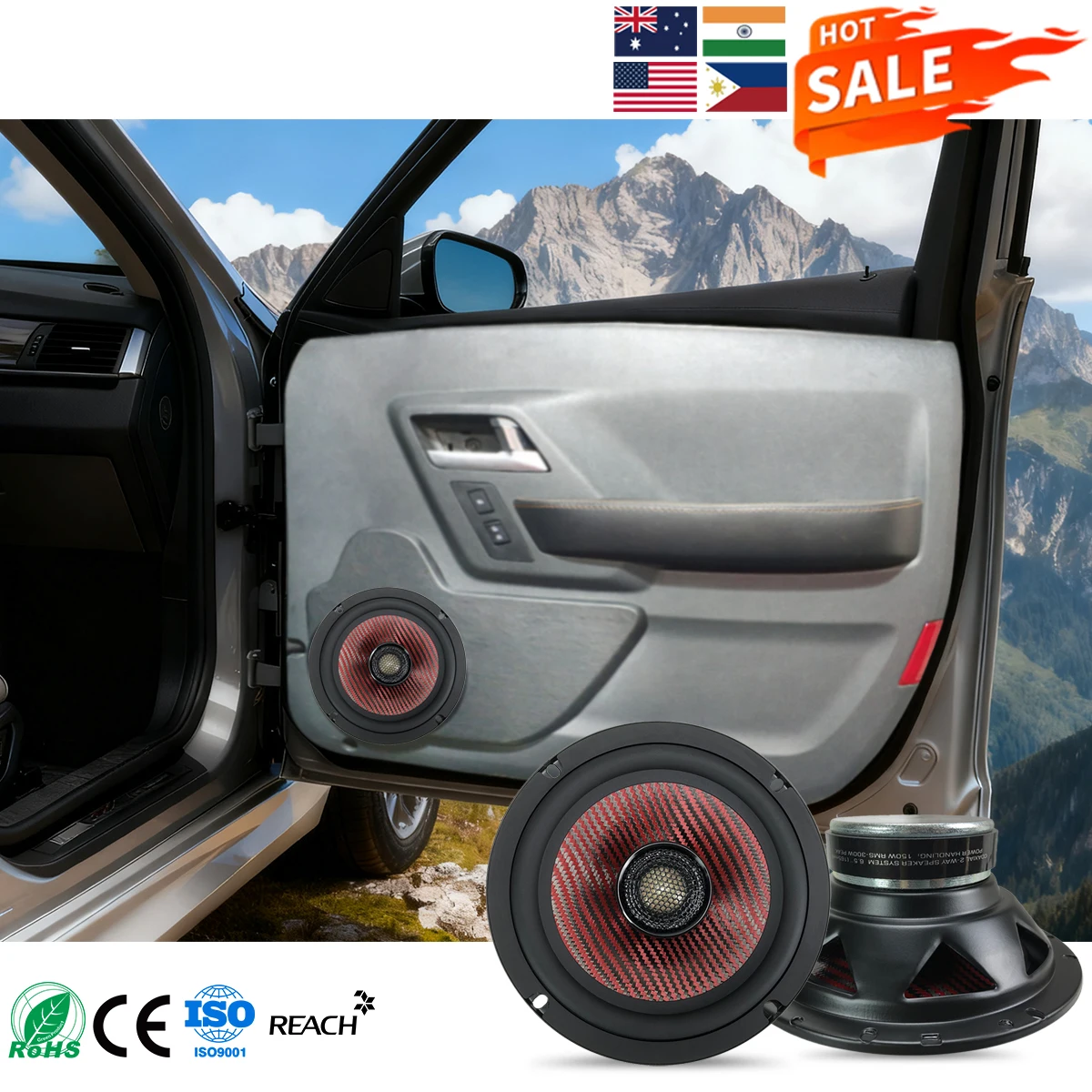 Nominal Power 80W*2 2-Way Car 6.5inch 80mm-Y35 Ferrite magnet 25mm-Pure Copper voice coil Audio Coaxial Full Range Speaker
