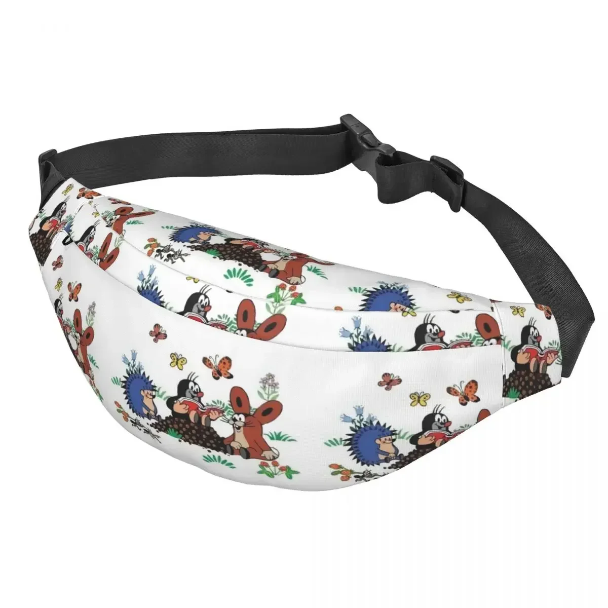 Mole Krtek Cartoon Comic Fanny Pack Women Men Little Maulwurf Sling Crossbody Waist Bag for Cycling Camping Phone Money Pouch