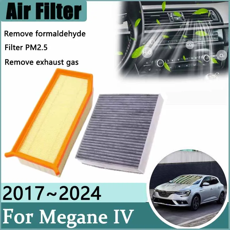 1.2T Conditioner Filter For Renault Megane IV 4 2017~2024 2023 2022 2021 Activated Carbon Engine Air Filter Grid Car Accessories